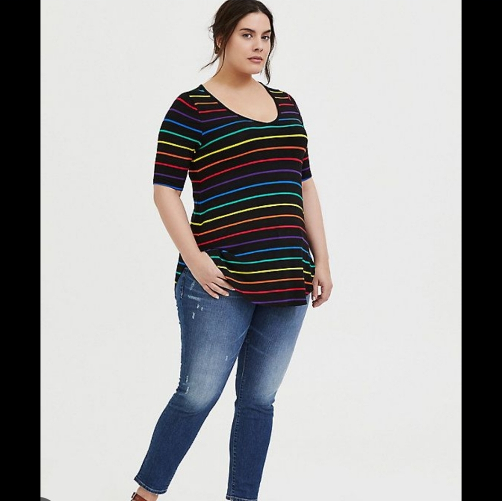 Torrid - Rainbow striped 1/2 sleeved tunic. Size 2